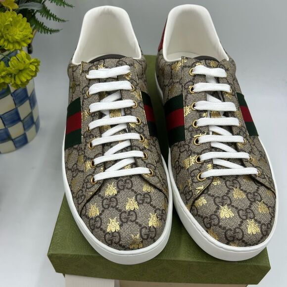 Men's Gucci, GG Supreme ace bee sneakers size 13 made in Italy - Picture 1 of 10